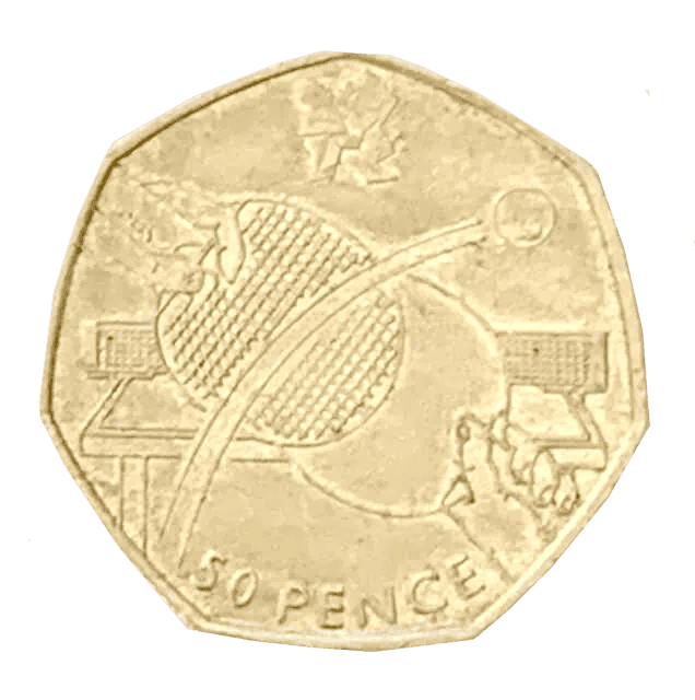 The Official Table Tennis Olympic Games Circulated Fifty Pence Piece olympic games table tennis