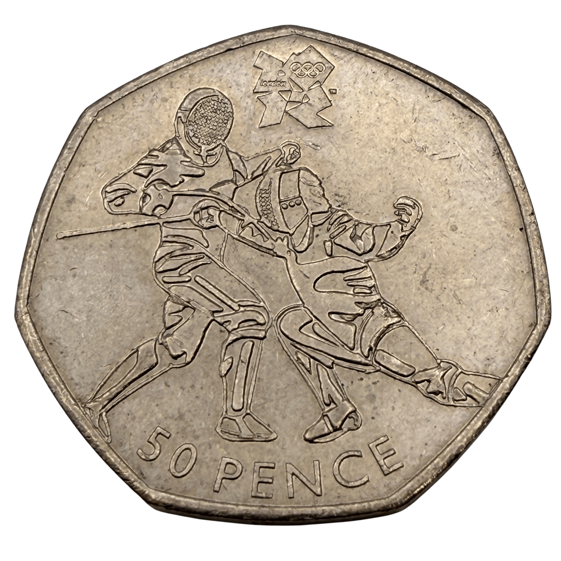 2011 Olympic Games Fencing 50 Pence Piece - Circulated fencing 2011 Olympic Games Fencing 50 Pence Piece - Circulated