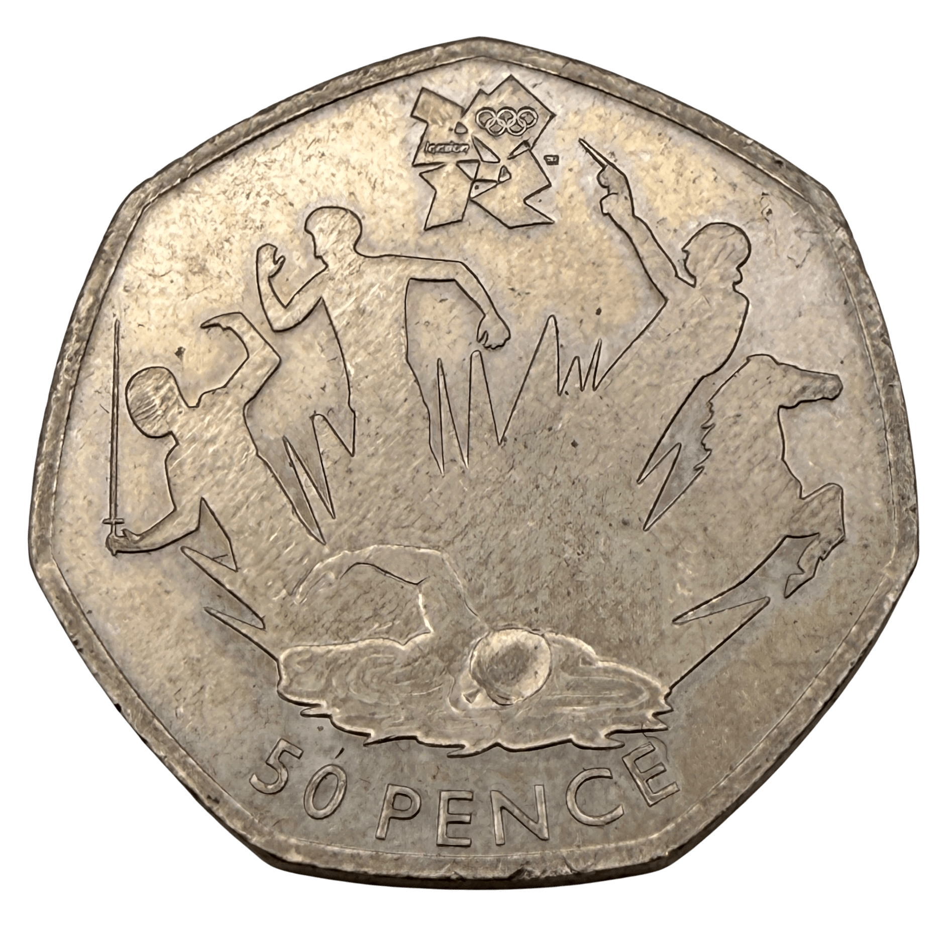 2011 Olympic Games Modern Pentathlon 50 Pence Piece - Circulated modern 2011 Olympic Games Modern Pentathlon 50 Pence Piece - Circulated
