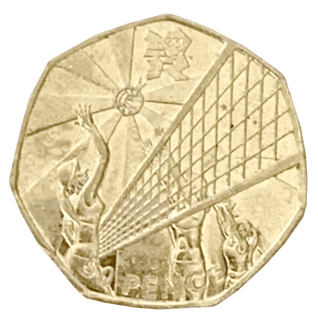 The Official Volleyball Olympic Games Circulated Fifty Pence Piece olympic games The Official Volleyball Olympic Games Circulated Fifty Pence Piece