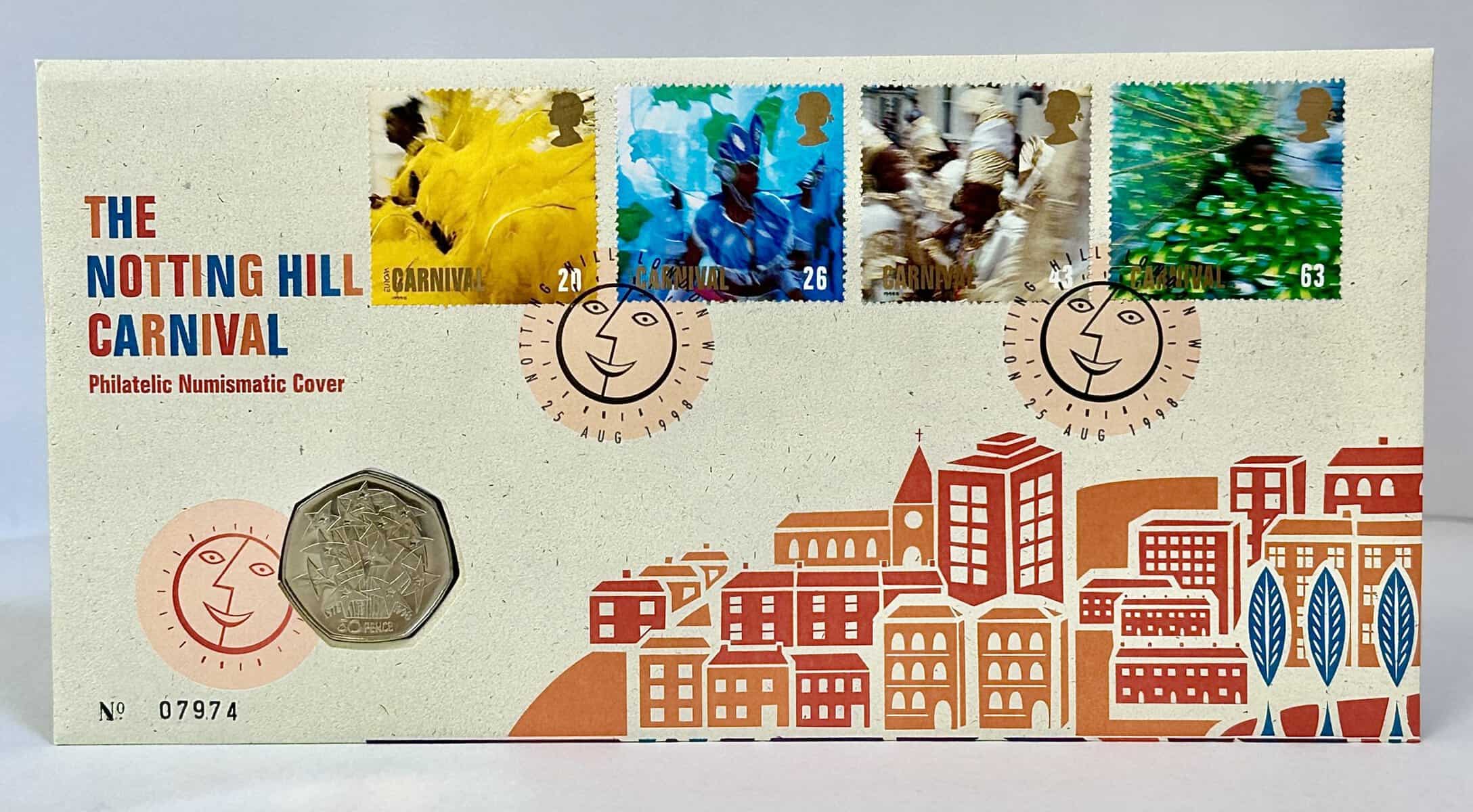 THE NOTTING HILL CARNIVAL 50P COIN & STAMP COVER notting hill carnival Notting Hill carnival