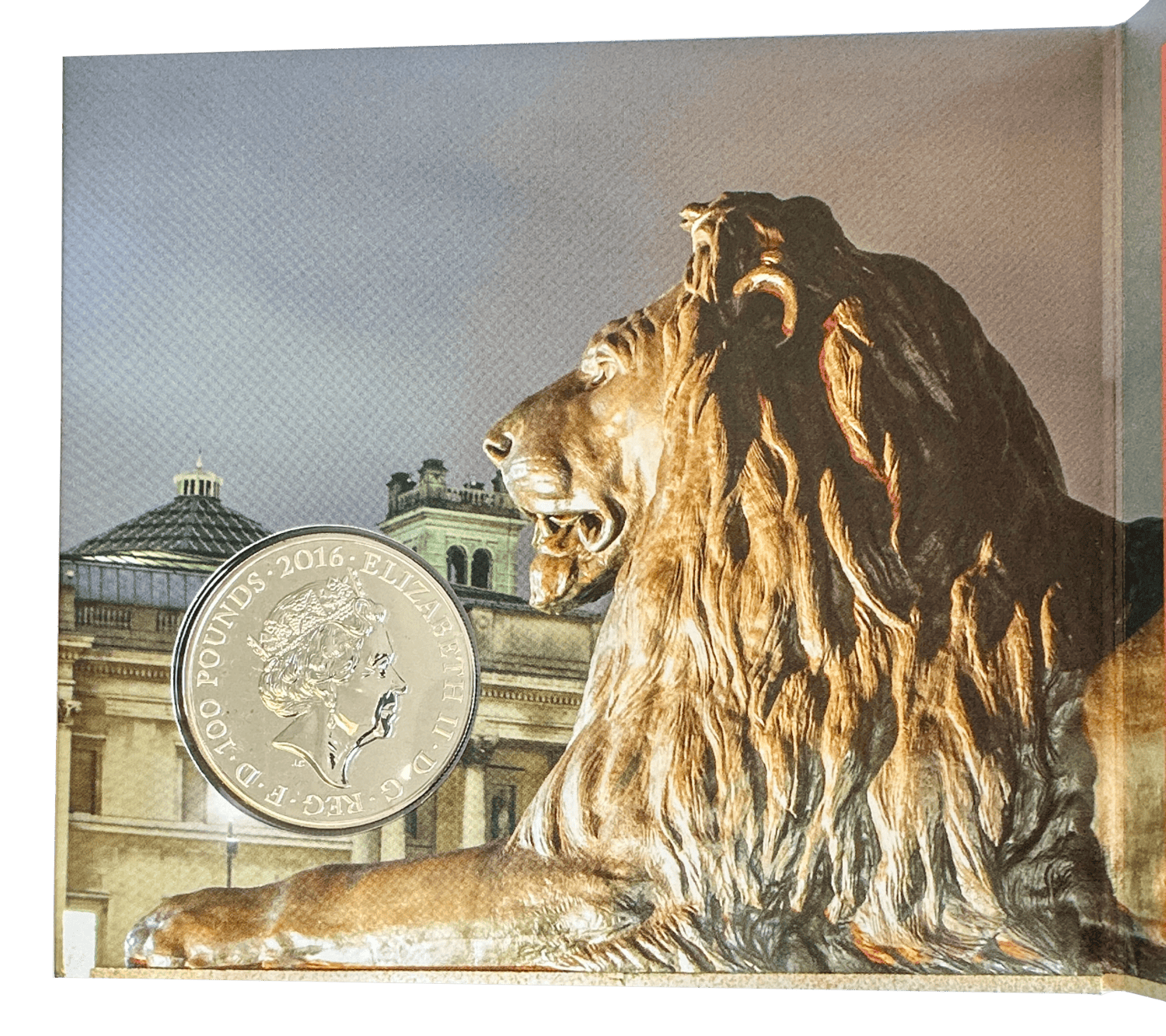 The Trafalgar Square 2016 UK £100 Fine Silver Coin the Trafalgar Square 2016 £100