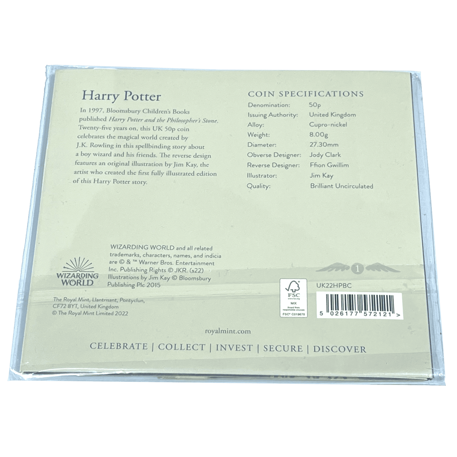 Harry Potter and the Philosopher's Stone 2015 50p Brilliant Uncirculated Coloured Blister Pack harry potter Harry Potter and the Philosopher's Stone 2015 50p