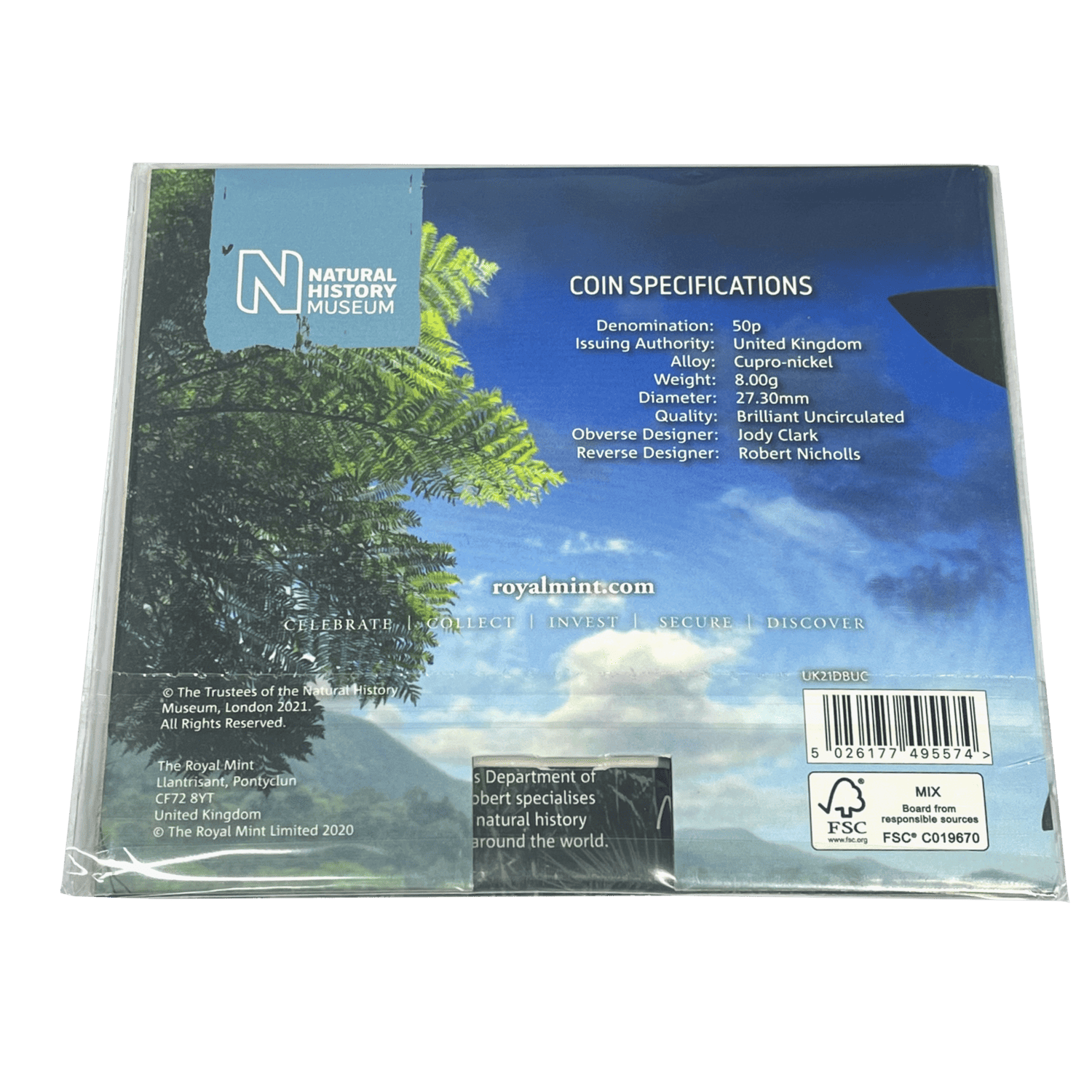 Tales of the Earth Dimorphodon 2021 50p Brilliant Uncirculated Coloured in Blister Pack Dimorphodon Tales of the Earth Dimorphodon 2021 50p