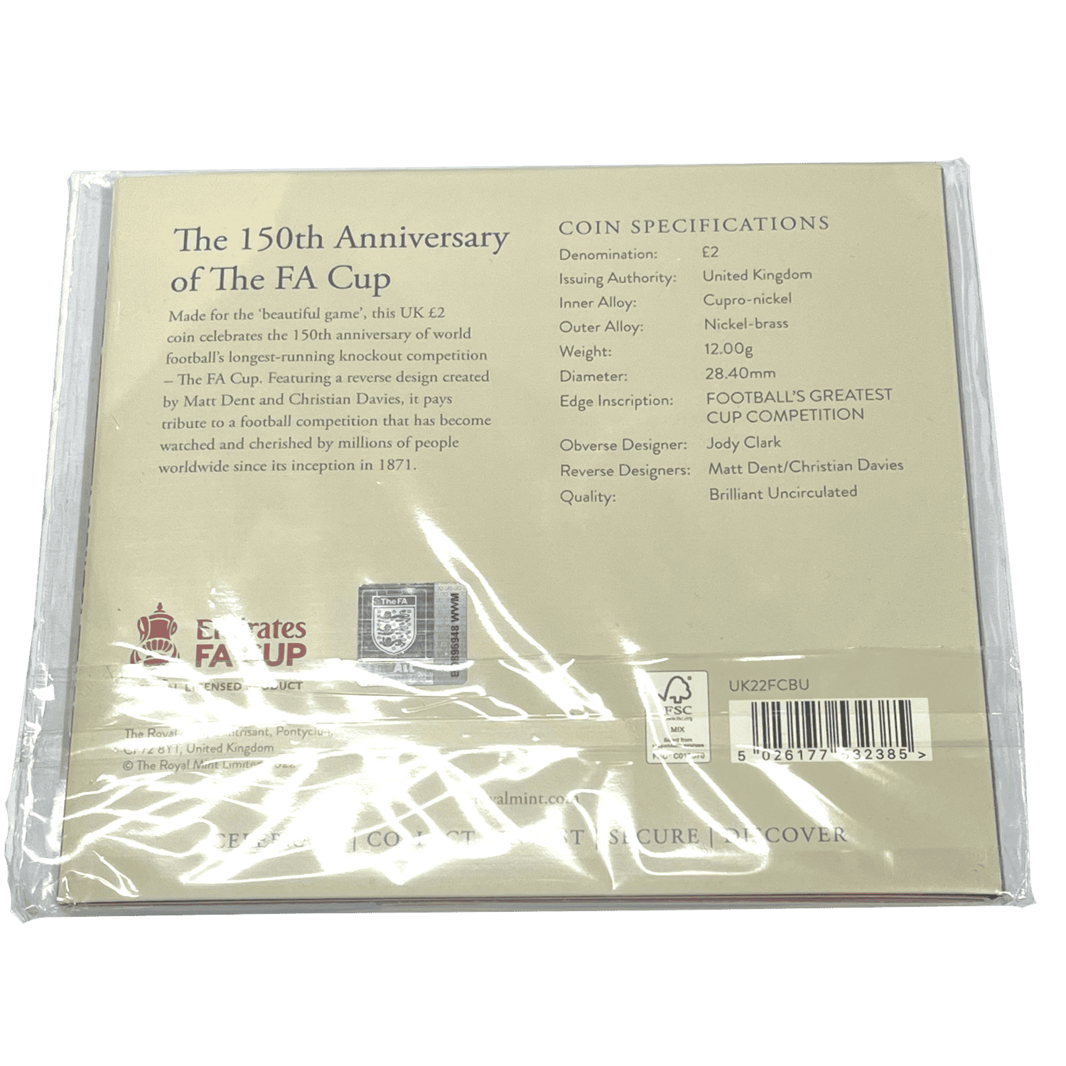 The 150th Anniversary of the FA Cup 2022 £2 Brilliant Uncirculated in Blister Pack fa cup The 150th Anniversary of the FA Cup 2022 £2 Brilliant Uncirculated in Blister Pack - Image 2