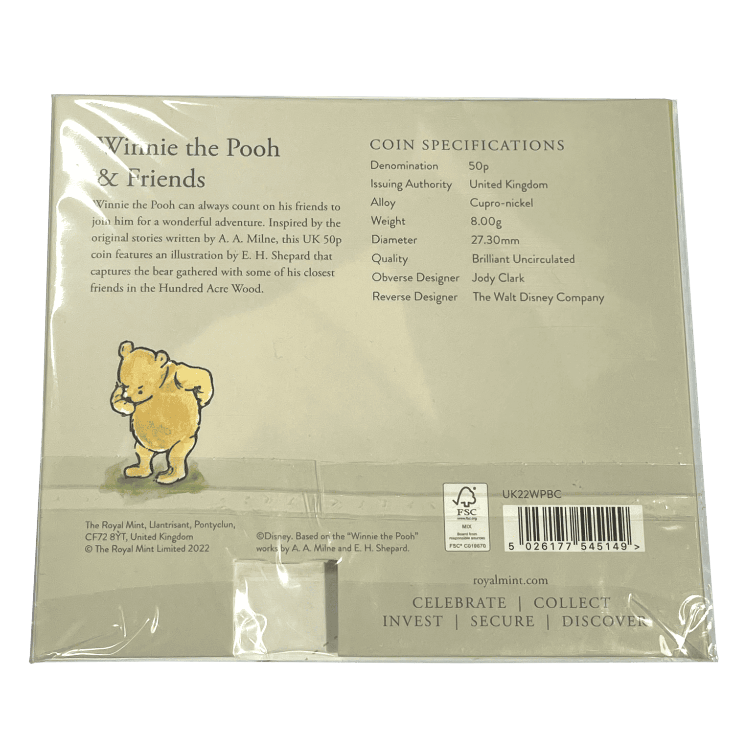 Winnie the Pooh & Friends 2022 50p Brilliant Uncirculated and Coloured in Blister Pack winnie the pooh Winnie the Pooh & Friends 2022 50p Brilliant Uncirculated and Coloured in Blister Pack - Image 2
