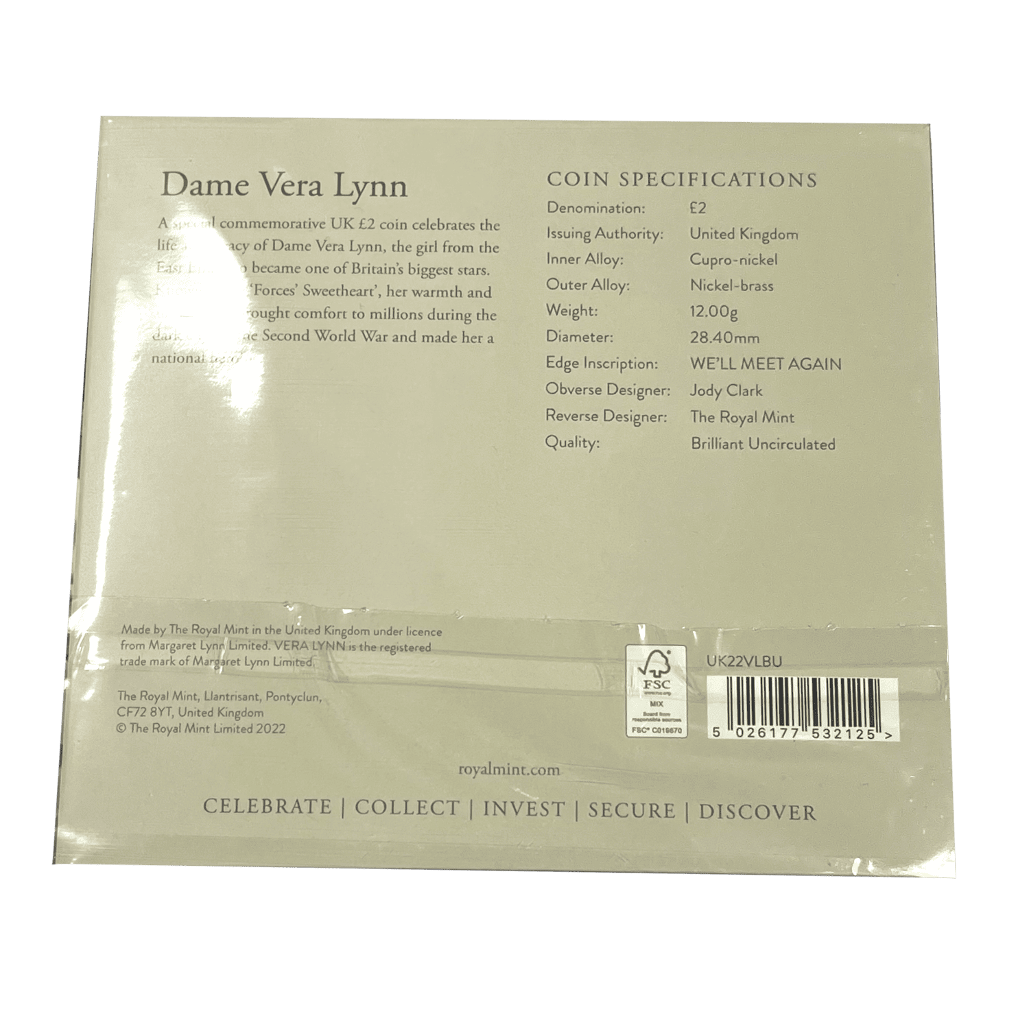 Dame Vera Lynne 2022 £2 Brilliant Uncirculated in Presentation Pack dame vera lynn Dame Vera Lynne 2022 £2 Brilliant Uncirculated in Presentation Pack - Image 2