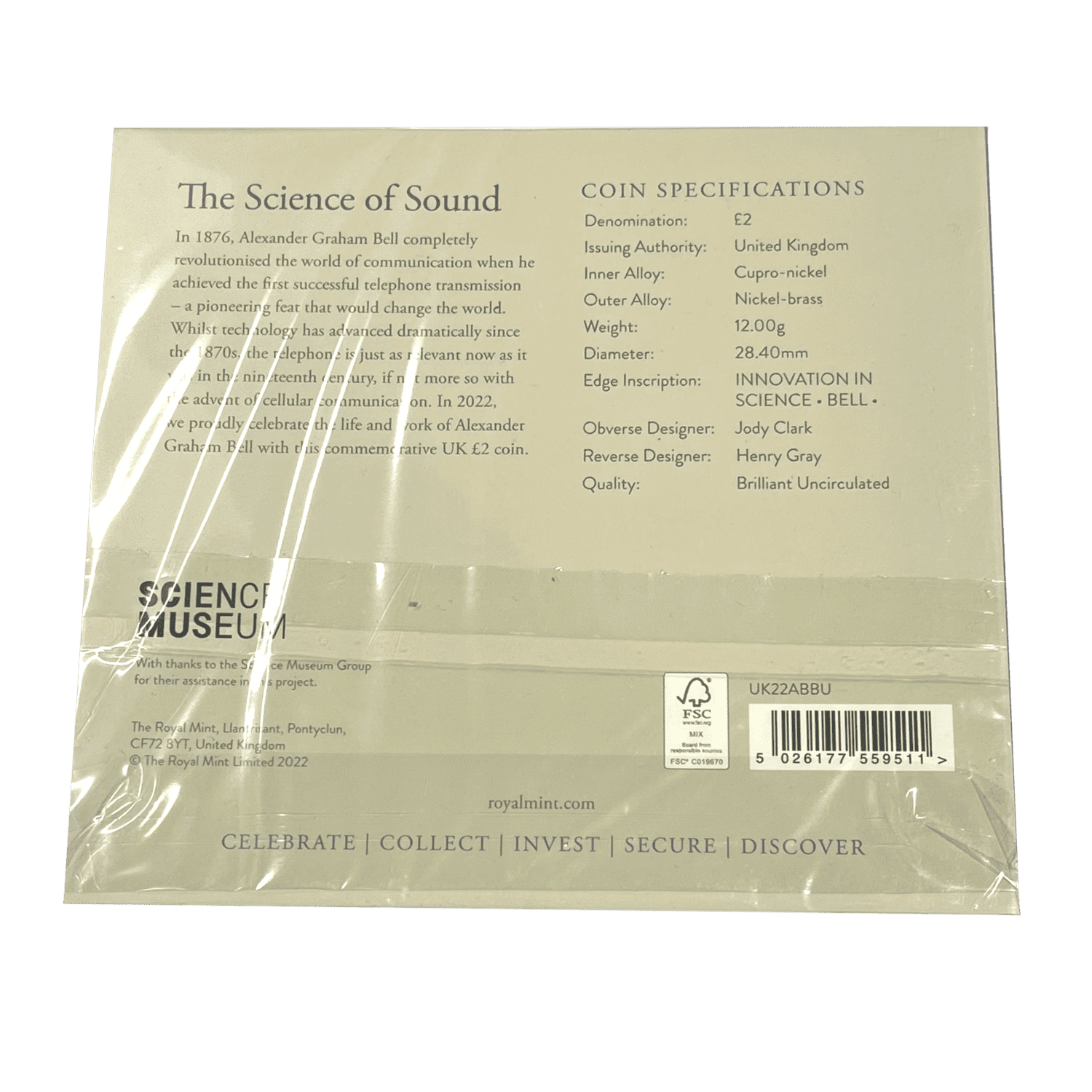 Alexander Graham Bell 2022 £2 Brilliant Uncirculated in Presentation Pack Alexander graham bell Alexander Graham Bell 2022 £2