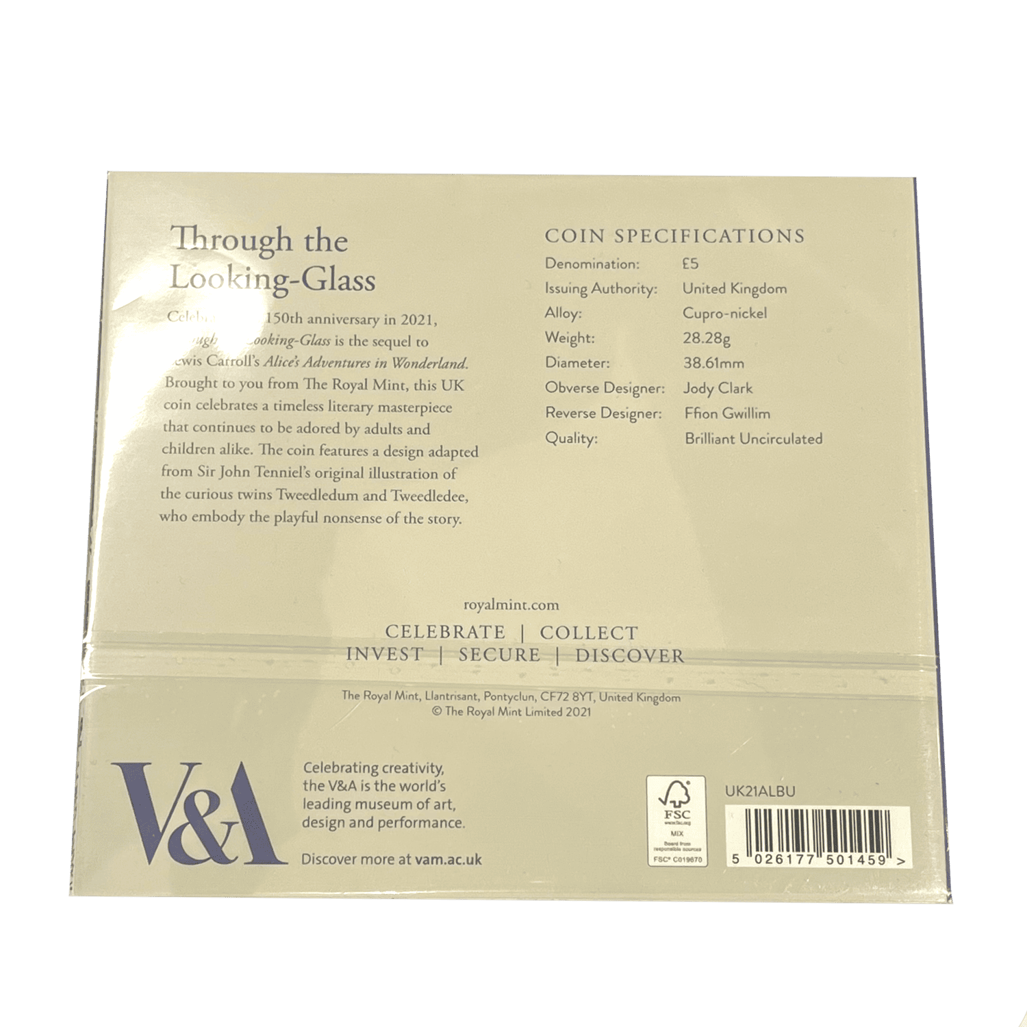 Through the Looking-Glass 2021 £5 Brilliant Uncirculated in Presentation Pack through the looking-glass Through the Looking-Glass 2021 £5 Brilliant Uncirculated in Presentation Pack - Image 2