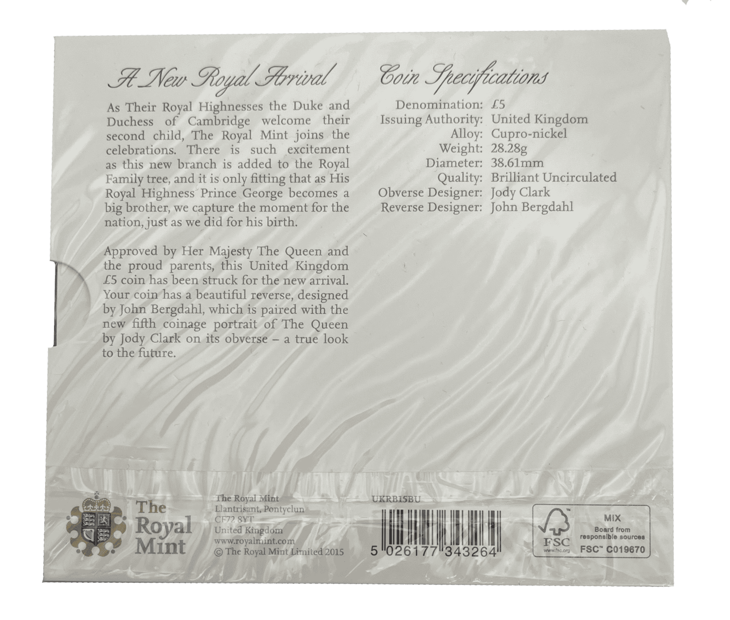 The Royal Birth 2015 UK £5 Brilliant Uncirculated Coin royal birth The Royal Birth 2015 UK £5 Brilliant Uncirculated Coin