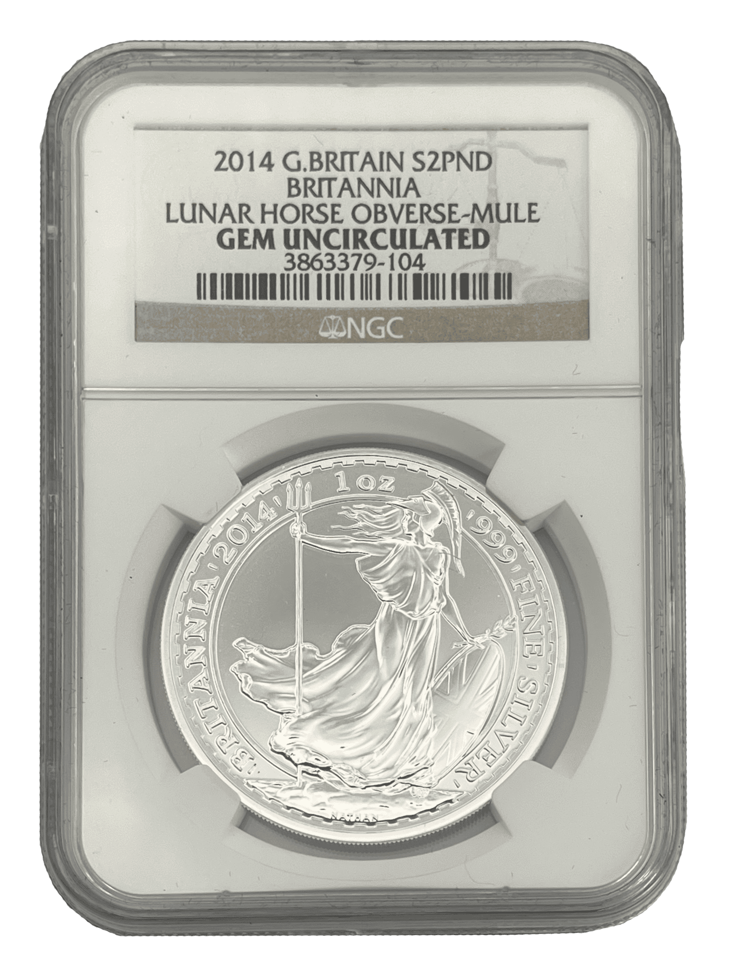 2014 Britannia GB Lunar Horse Obverse Mule NGC Gem Uncirculated britannia 2014 GB Lunar Horse Obverse Mule NGC Gem Uncirculated
