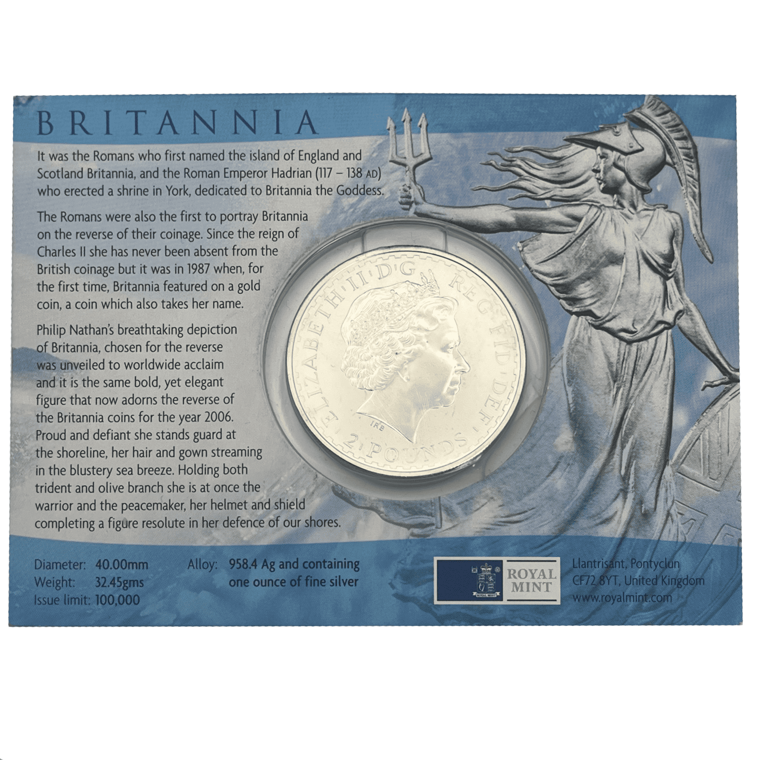 Britannia 2006 £2 1oz Silver Bullion Coin britannia 2006 Britannia 2006 £2 1oz Silver Bullion Coin