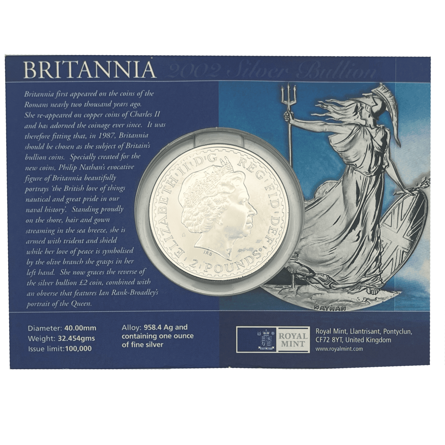 Britannia 2002 £2 1oz Silver Bullion Coin britannia 2002 Britannia 2002 £2 1oz Silver Bullion Coin