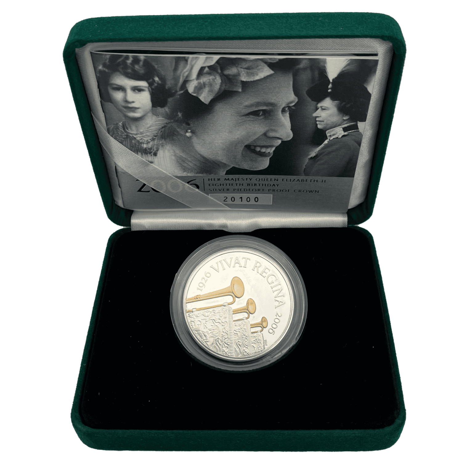 QEII 80th Birthday Silver Piedfort Proof Crown Gold Enhanced 80th birthday QEII 80th Birthday Silver Piedfort Proof Crown Gold Enhanced