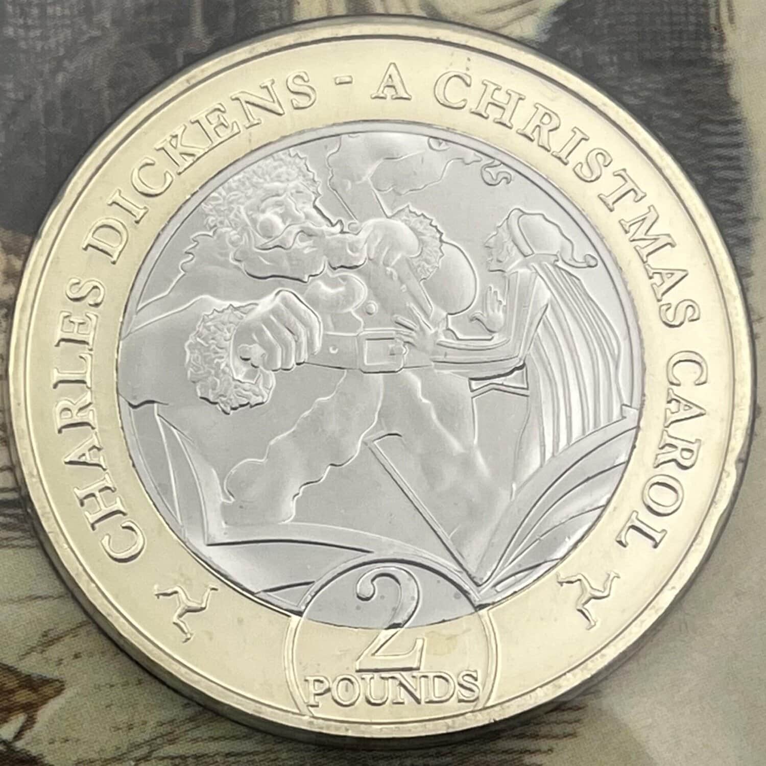Charles Dickens "A Christmas Carol" Isle of Man £2 Coin on Card with Envelope charles dickens Charles Dickens "A Christmas Carol" Isle of Man £2 Coin on Card with Envelope