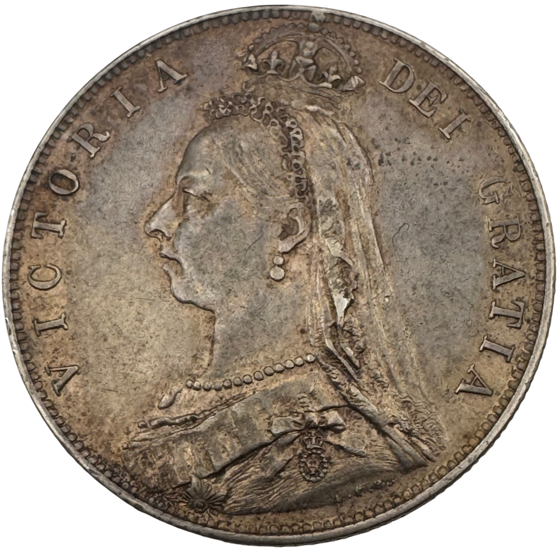 1889 Victoria Jubilee Head Half Crown Uncirculated Condition With Toning 1889 1889 Victoria Jubilee Head Half Crown Uncirculated Condition With Toning