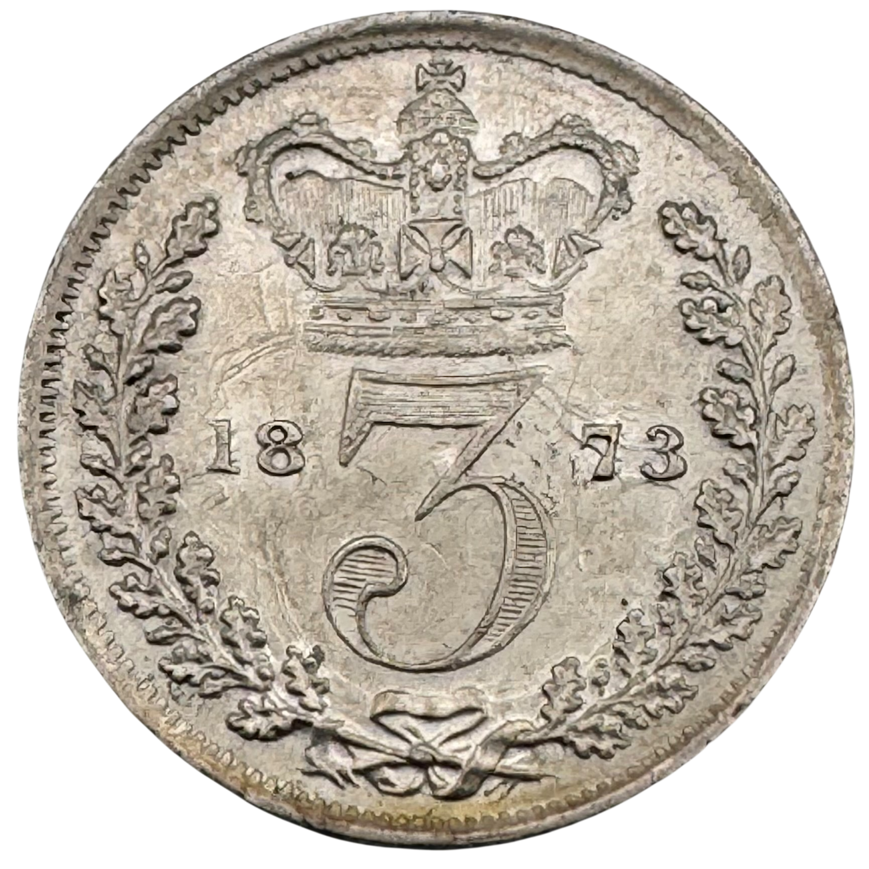 Queen Victoria Young Head 1873 Threepence Uncirculated 1873 Queen Victoria Young Head 1873 Threepence Uncirculated