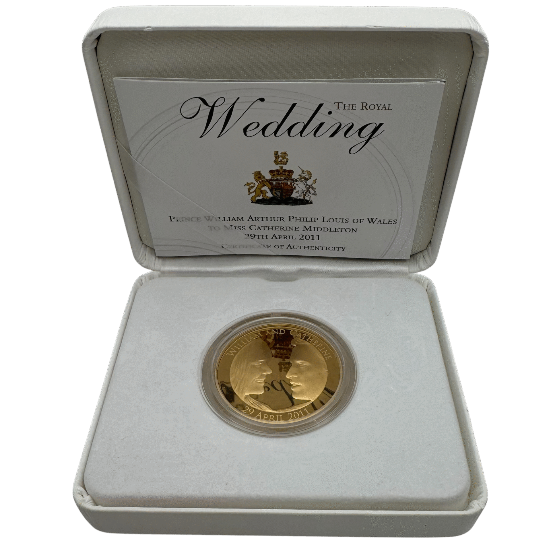 Prince William and Kate Middleton 2011 Gold Plated Silver Proof Wedding Coin prince william Prince William and Kate Middleton 2011 Gold Plated Silver Proof Wedding Coin