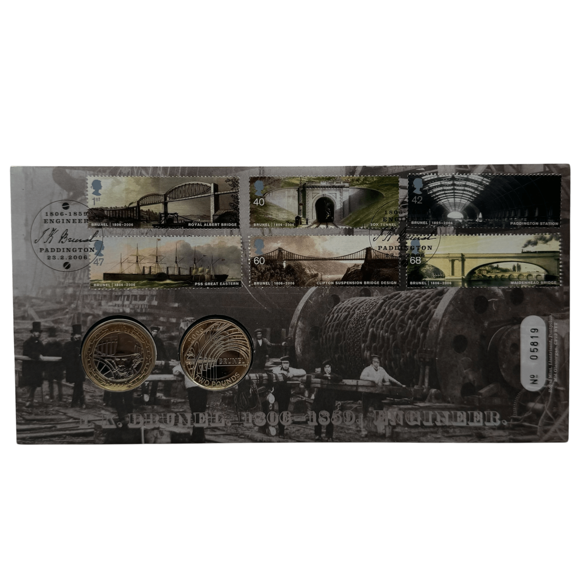 Isambard Kingdom Brunel £2 Two Coin Stamp Cover brunel Isambard Kingdom Brunel £2 Two Coin Stamp Cover