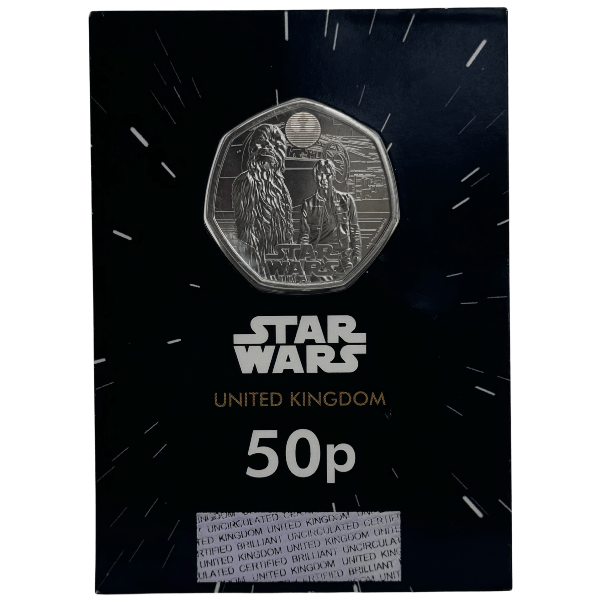 Star Wars Han & Chewbacca 2024 50p Brilliant Uncirculated Coin in Change Checker Card Star Wars Han & Chewbacca 2024 50p Brilliant Uncirculated Coin in Change Checker Card