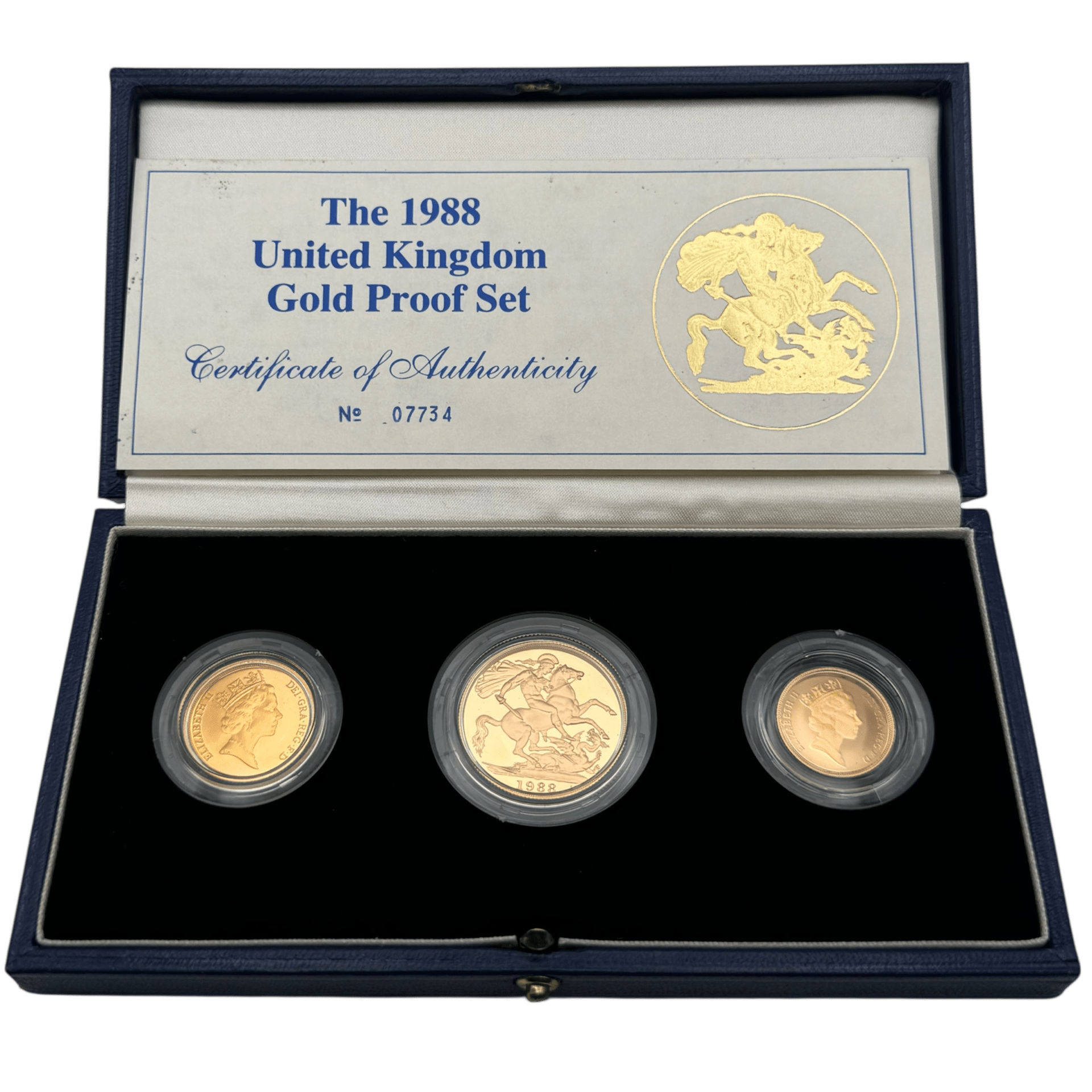 1988 United Kingdom Three Coin Gold Proof Sovereign Set 1988 1988 United Kingdom Three Coin Gold Proof Sovereign Set