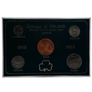 1968 Coinage Of Ireland Year Type Set in Vintage Sandhill Case