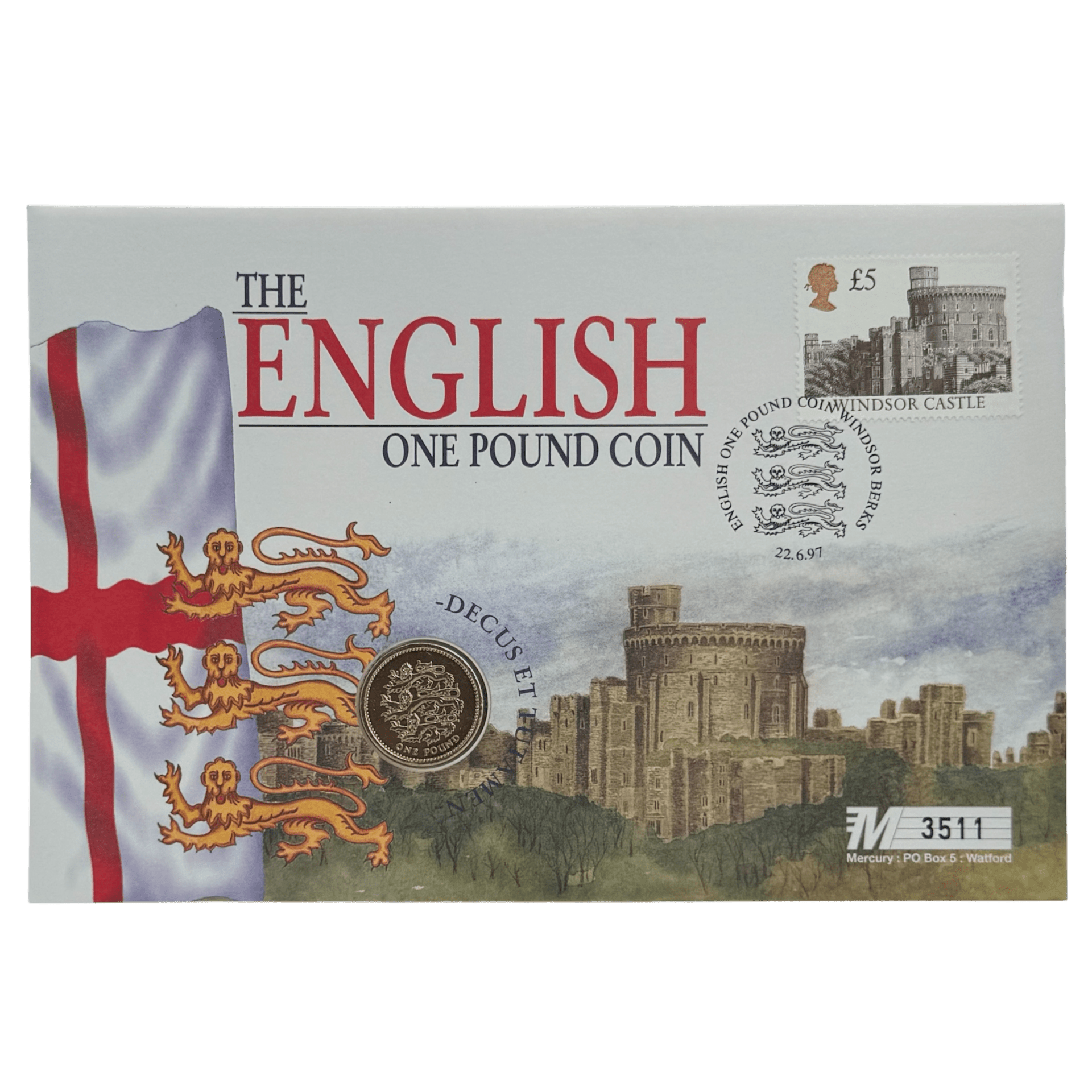 1997 The English One Pound Coin 1 Pound Coin Cover - First Day Cover by Mercury 1997 1997 The English One Pound Coin 1 Pound Coin Cover - First Day Cover by Mercury