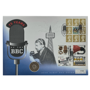 1997 Celebrating 75 Years of the BBC 2 Pounds Coin Cover - Mercury First Day Cover