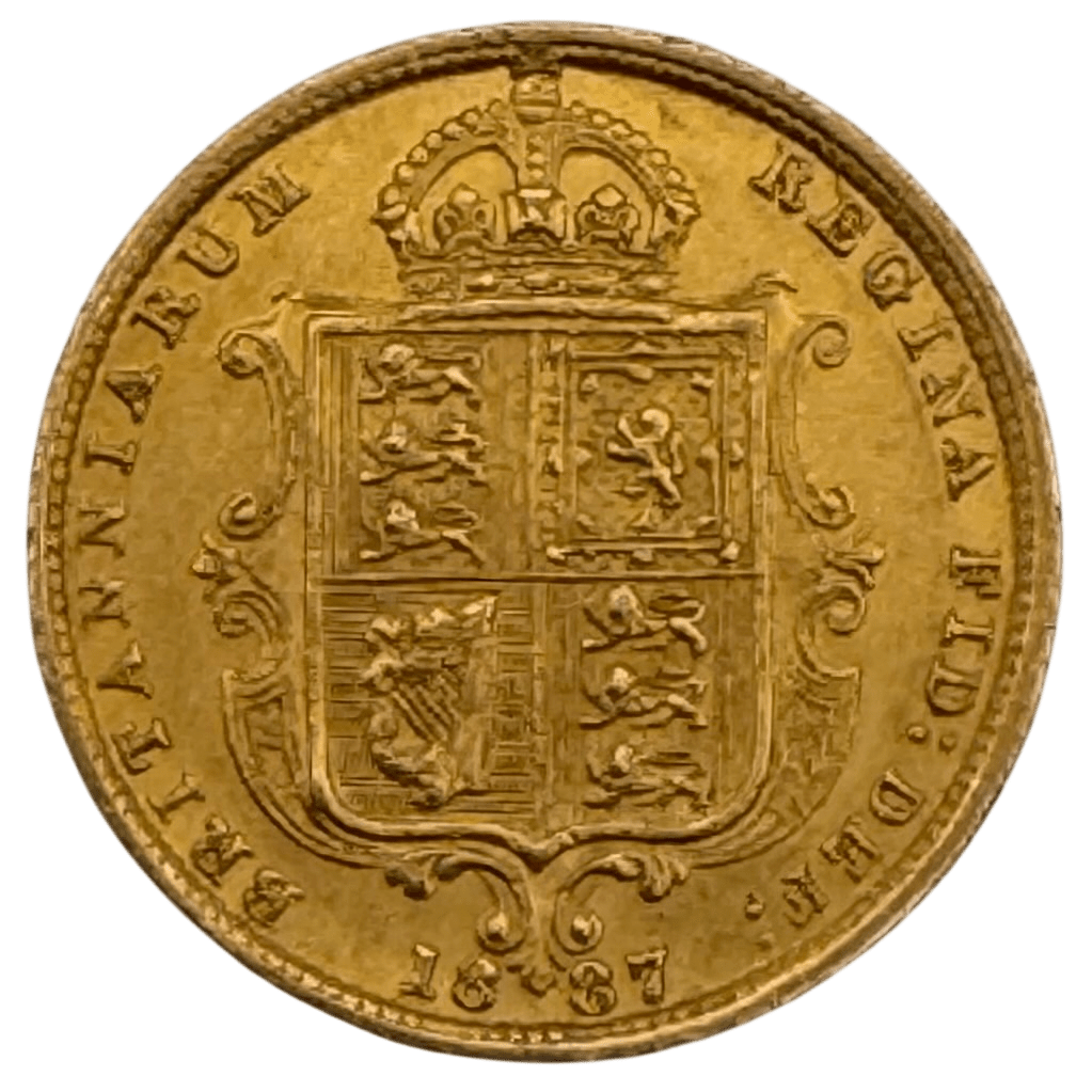 1887 Queen Victoria JH Shield Gold Half Sovereign About Uncirculated 1887 1887 Queen Victoria JH Shield Gold Half Sovereign About Uncirculated