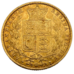1853 Queen Victoria Shield Gold Sovereign Very Fine