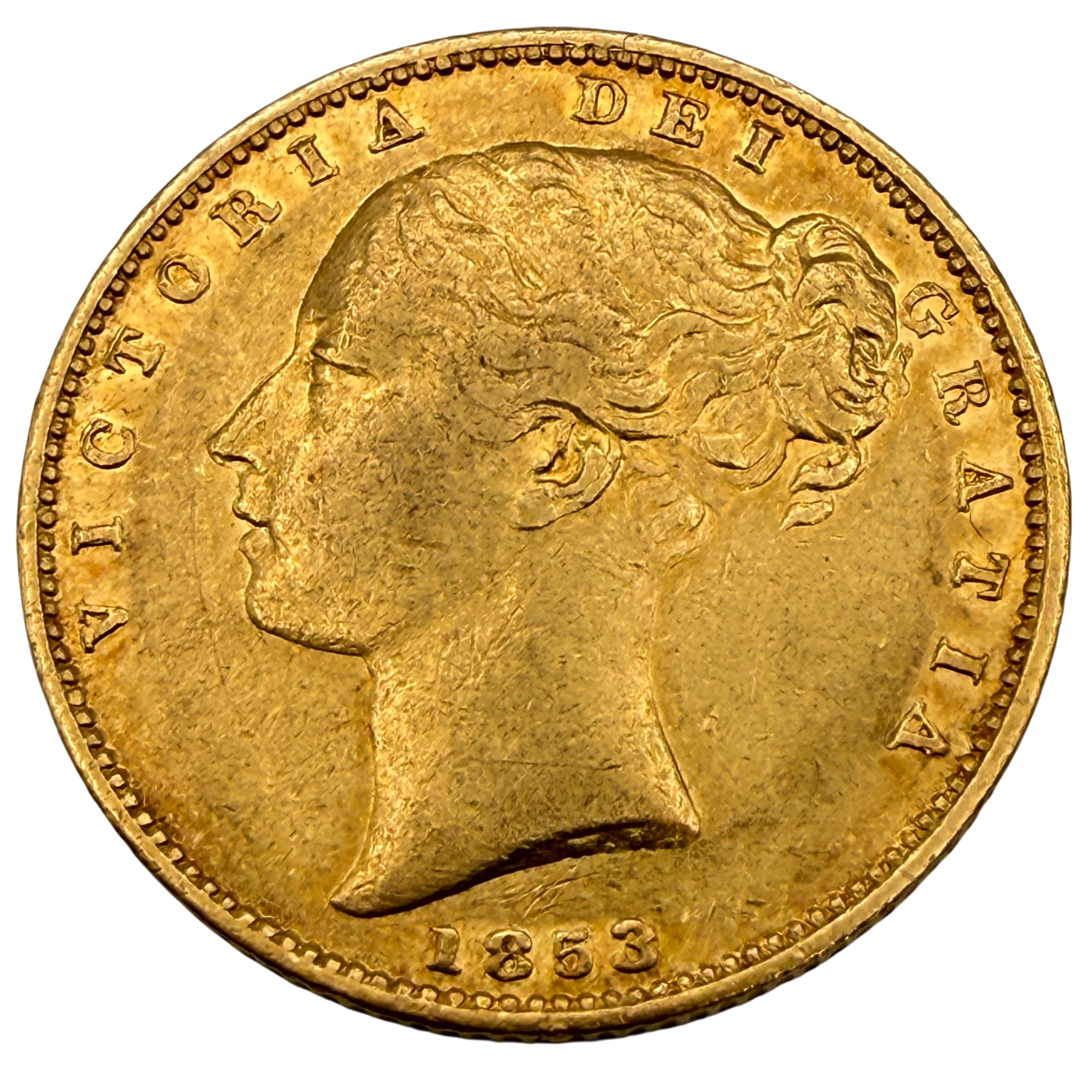 1853 Queen Victoria Shield Gold Sovereign Very Fine 1853 1853 Queen Victoria Shield Gold Sovereign Very Fine