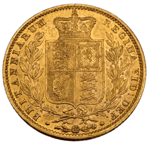 1855 Queen Victoria Shield Sovereign Good Very Fine Plus