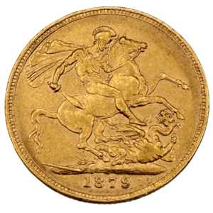 1879 Queen Victoria Young Head Sovereign London Very Fine Rare