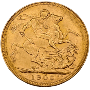 1900 Queen Victoria Veil Head Sovereign About Brilliant Uncirculated