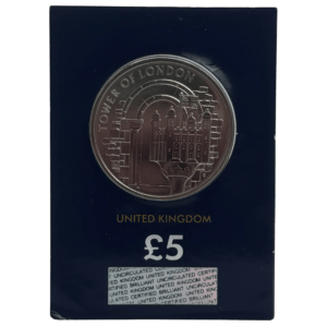 2020 Tower Of London £5 Brilliant Uncirculated Coin in Change Checker Card