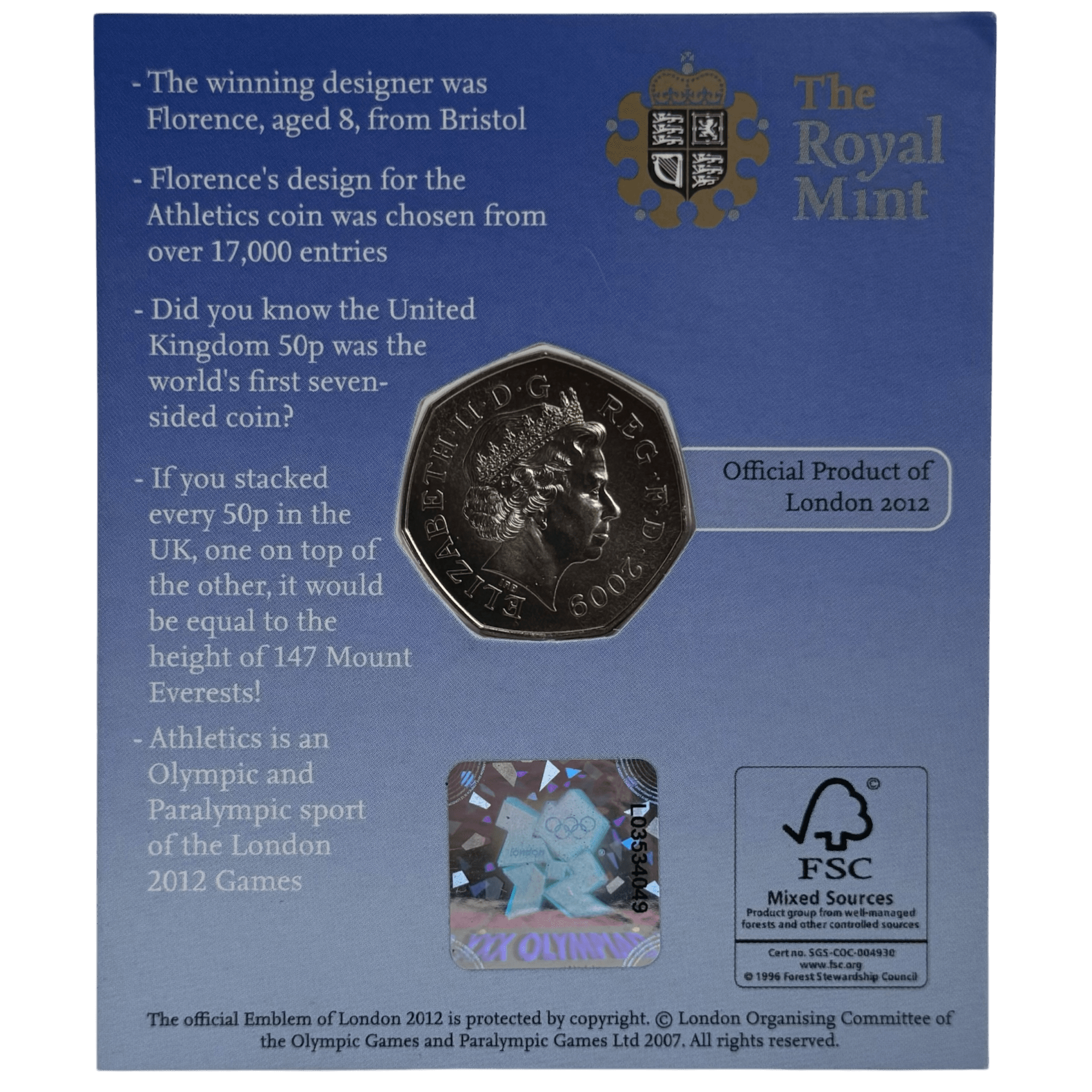 London 2012 Olympic Games Blue Peter 50p Brilliant Uncirculated Coin in Royal Mint Pack london 2012 London 2012 Olympic Games Blue Peter 50p Brilliant Uncirculated Coin in Royal Mint Pack