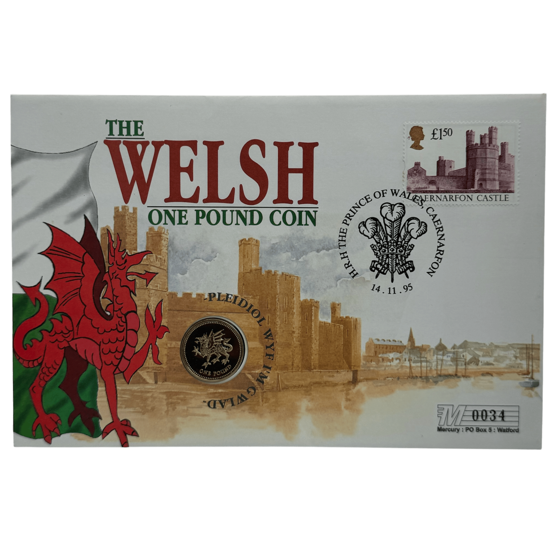 The 1995 Welsh £1 Commemorative Coin Cover 1995 The 1995 Welsh £1 Commemorative Coin Cover