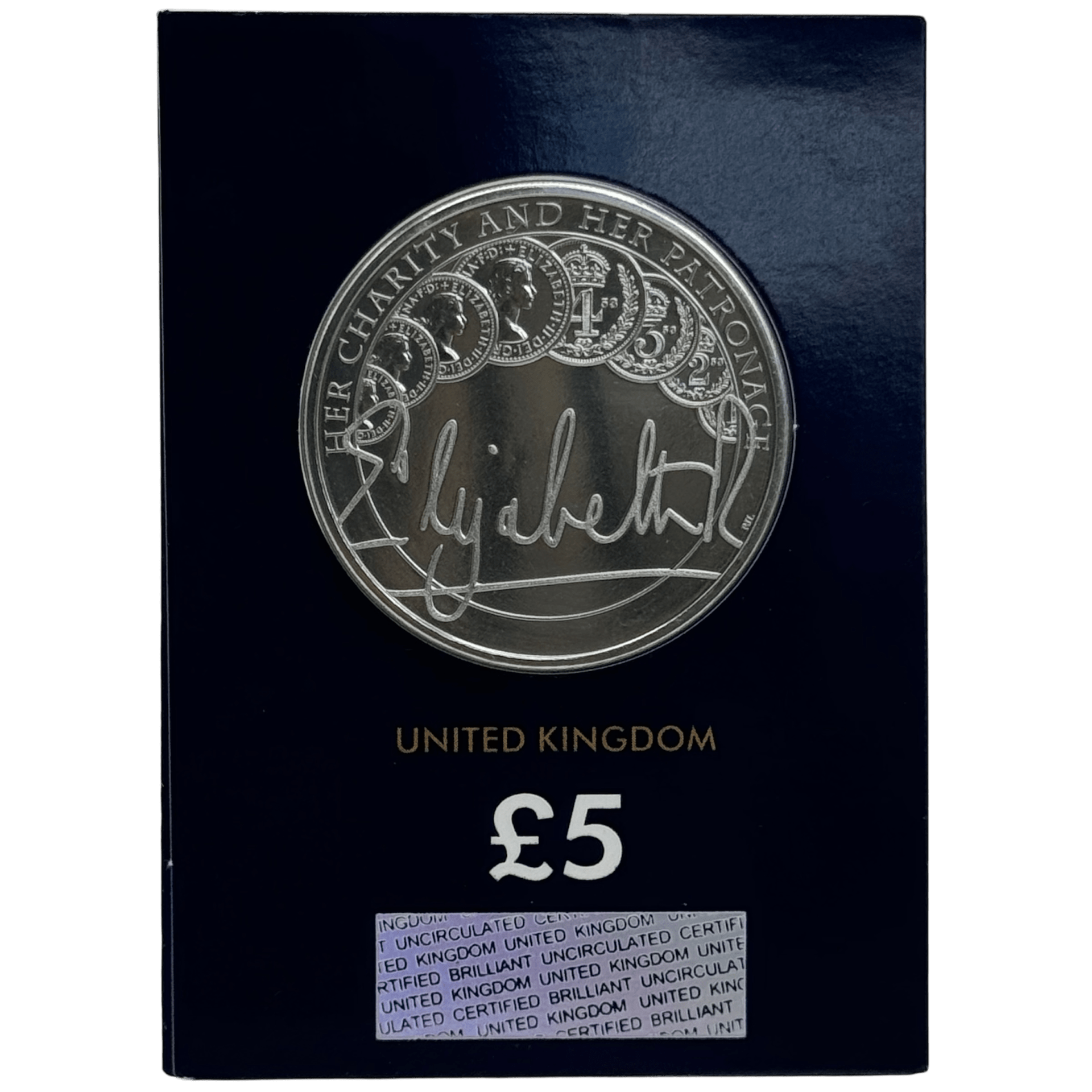Her Charity and Her Patronage - The Queen's Reign Brilliant Uncirculated £5 Coin in Change Checker Card charity Her Charity and Her Patronage - The Queen's Reign Brilliant Uncirculated £5 Coin in Change Checker Card