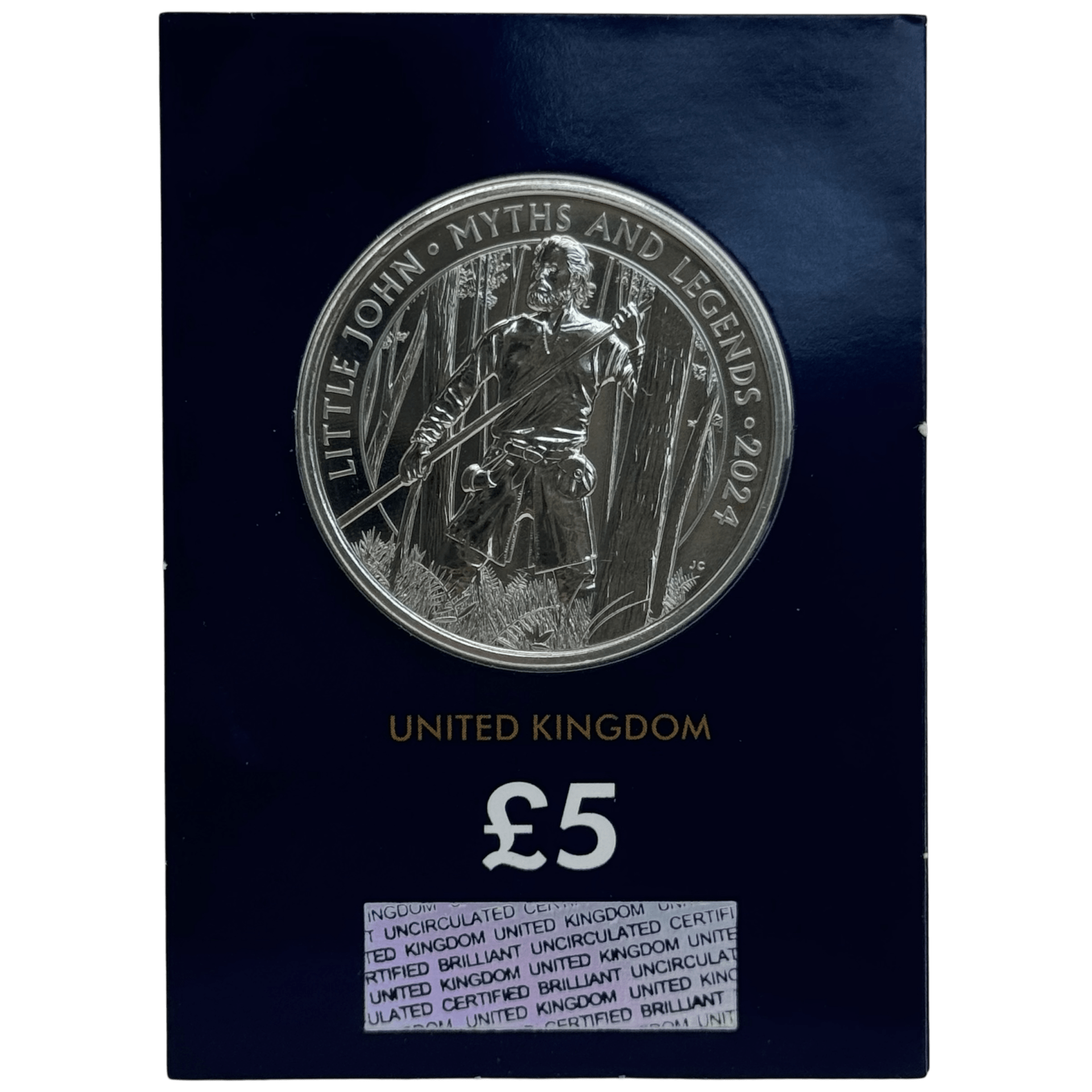 Little John 2024 Myths and Legends UK Brilliant Uncirculated £5 Coin in Change Checker Card little john Little John 2024 Myths and Legends UK Brilliant Uncirculated £5 Coin in Change Checker Card