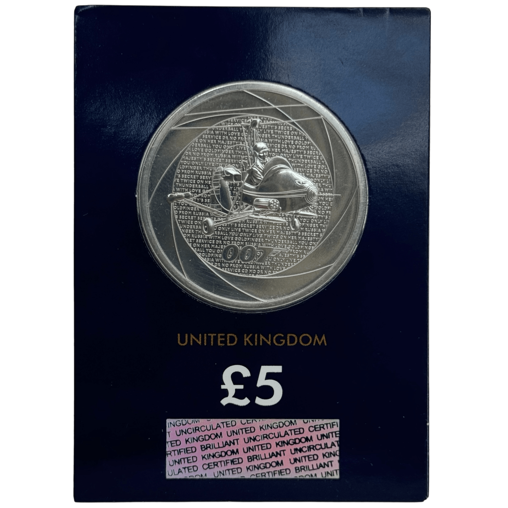 Six decades of 007 Complete Brilliant Uncirculated £5 Coin Series in Change Checker Cards six decades Six decades of 007 Complete Brilliant Uncirculated £5 Coin Series in Change Checker Cards