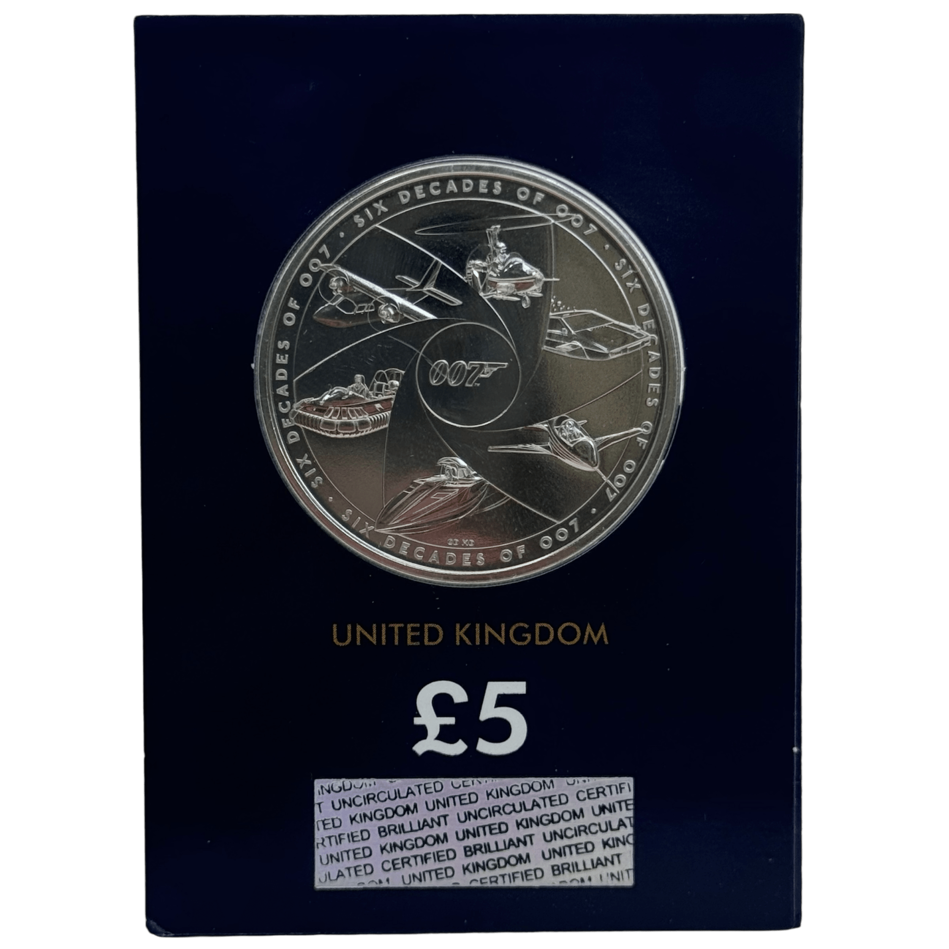 Six decades of 007 Complete Brilliant Uncirculated £5 Coin Series in Change Checker Cards six decades Six decades of 007 Complete Brilliant Uncirculated £5 Coin Series in Change Checker Cards