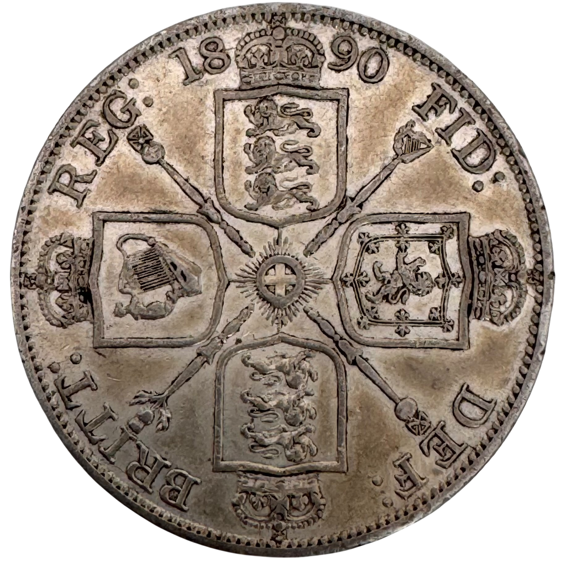 1890 Queen Victoria Jubilee Head Double Florin Good Very Fine 1890 1890 Queen Victoria Jubilee Head Double Florin Good Very Fine