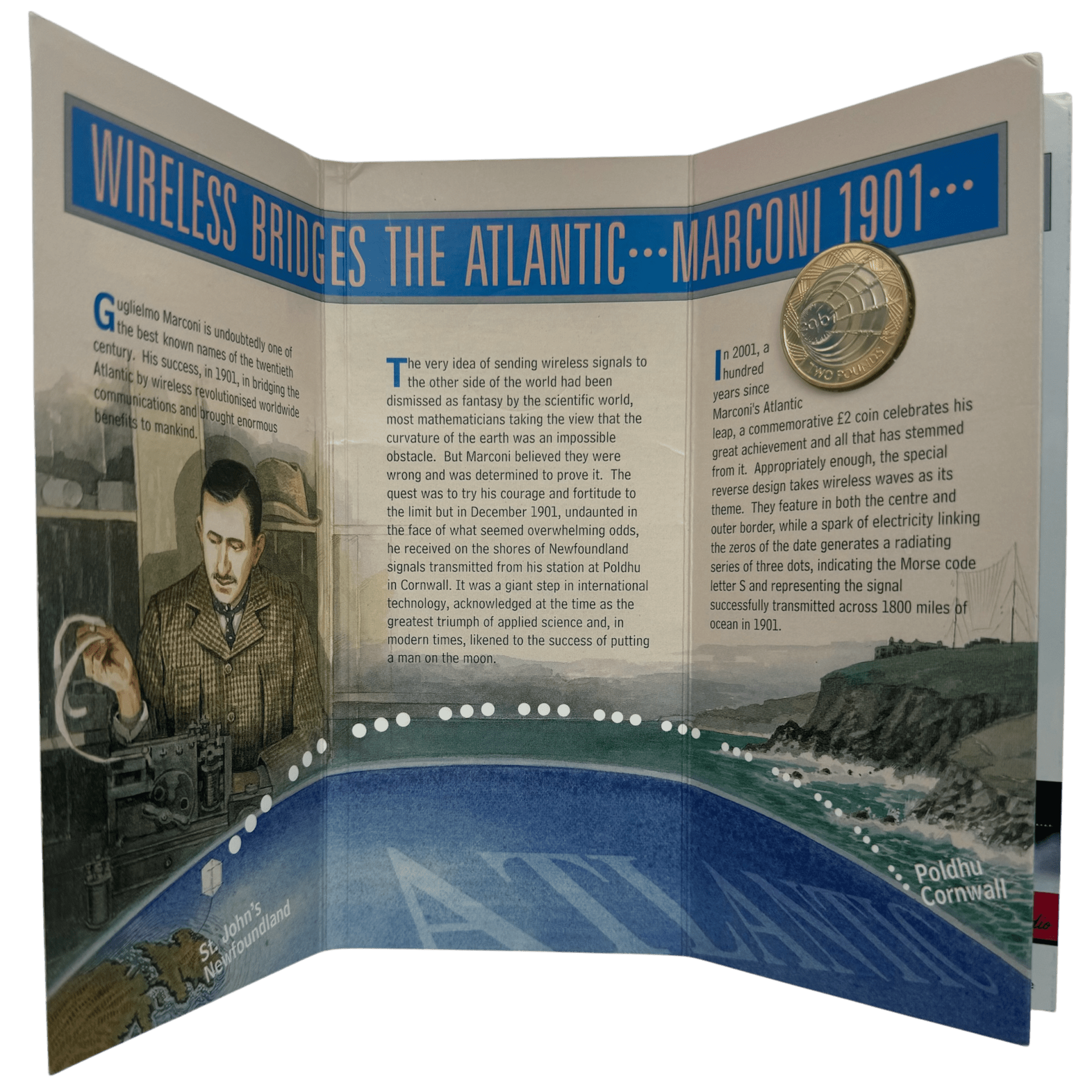 2001 Transatlantic Wireless Centenary £2 Brilliant Uncirculated Coin in Blister Pack 2001 2001 Transatlantic Wireless Centenary £2 Brilliant Uncirculated Coin in Blister Pack