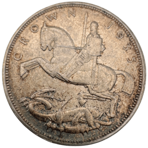 Crowns crowns 1935 George V Rocking Horse Crown About Brilliant Uncirculated Coin