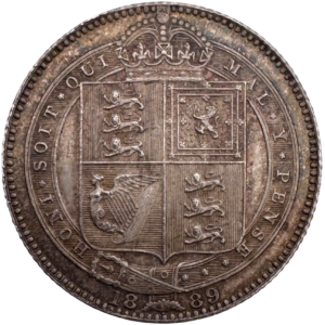 1889 Queen Victoria Jubilee Head Shilling Choice About Uncirculated