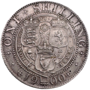 1900 Queen Victoria Veil Head Shilling About Uncirculated