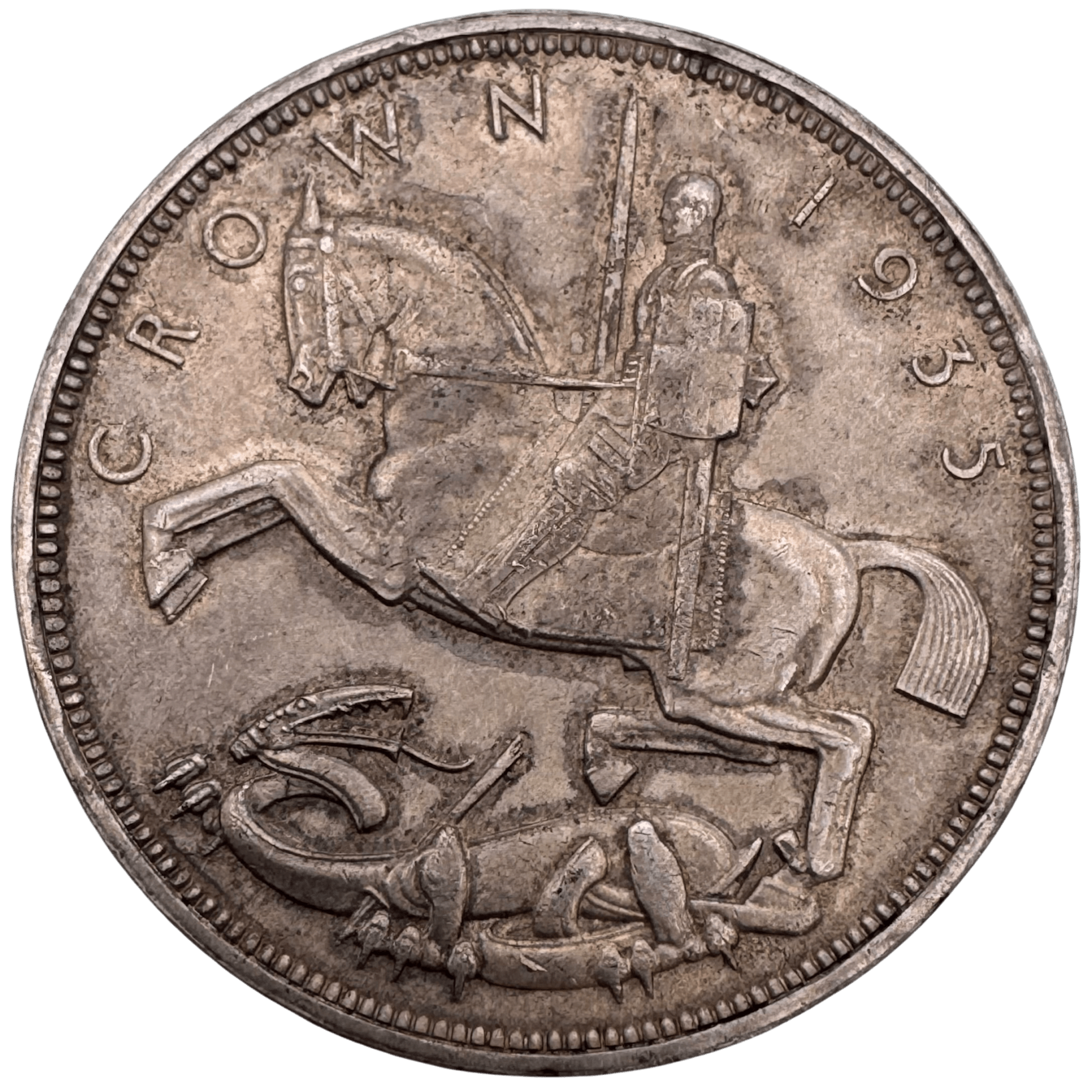 1935 George V Rocking Horse Crown About Uncirculated rocking horse 1935 George V Rocking Horse Crown About Uncirculated